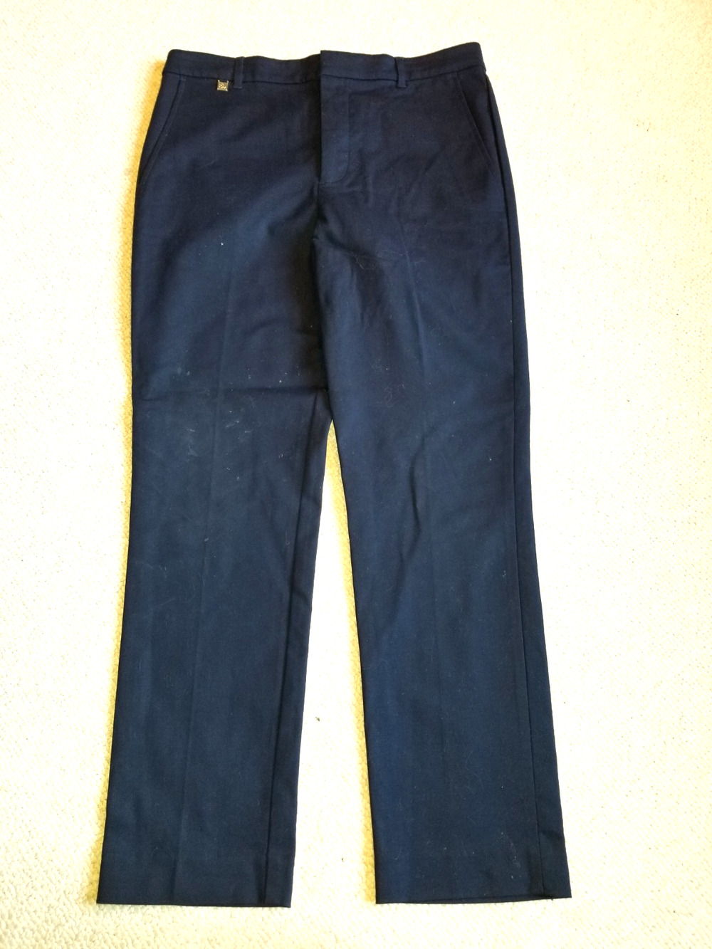 Womens Pants-LAUREN RALPH LAUREN-navy cotton stretch high rise slim leg ankle-10